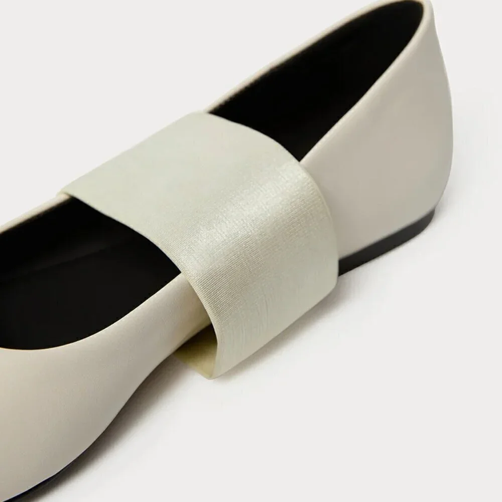 New WeWoreWhat Strap Ballet Vegan Leather Removable Strap Ivory Flats 38 EU/8 US